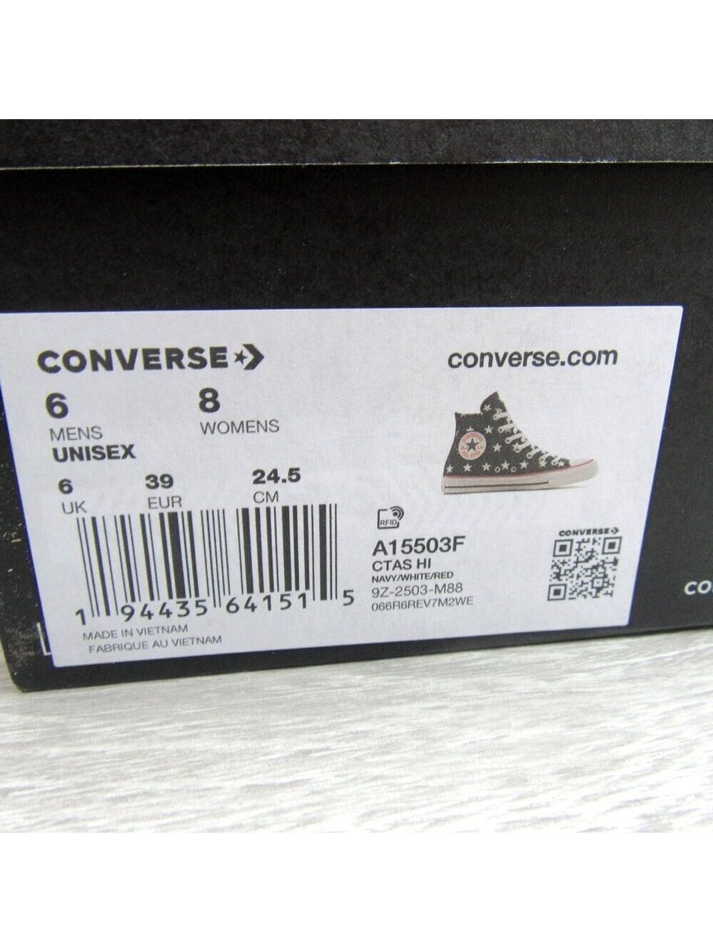 Converse Chuck Taylor All Star HI Archive Stars Women's Size 8 Navy NEW - Picture 14 of 14